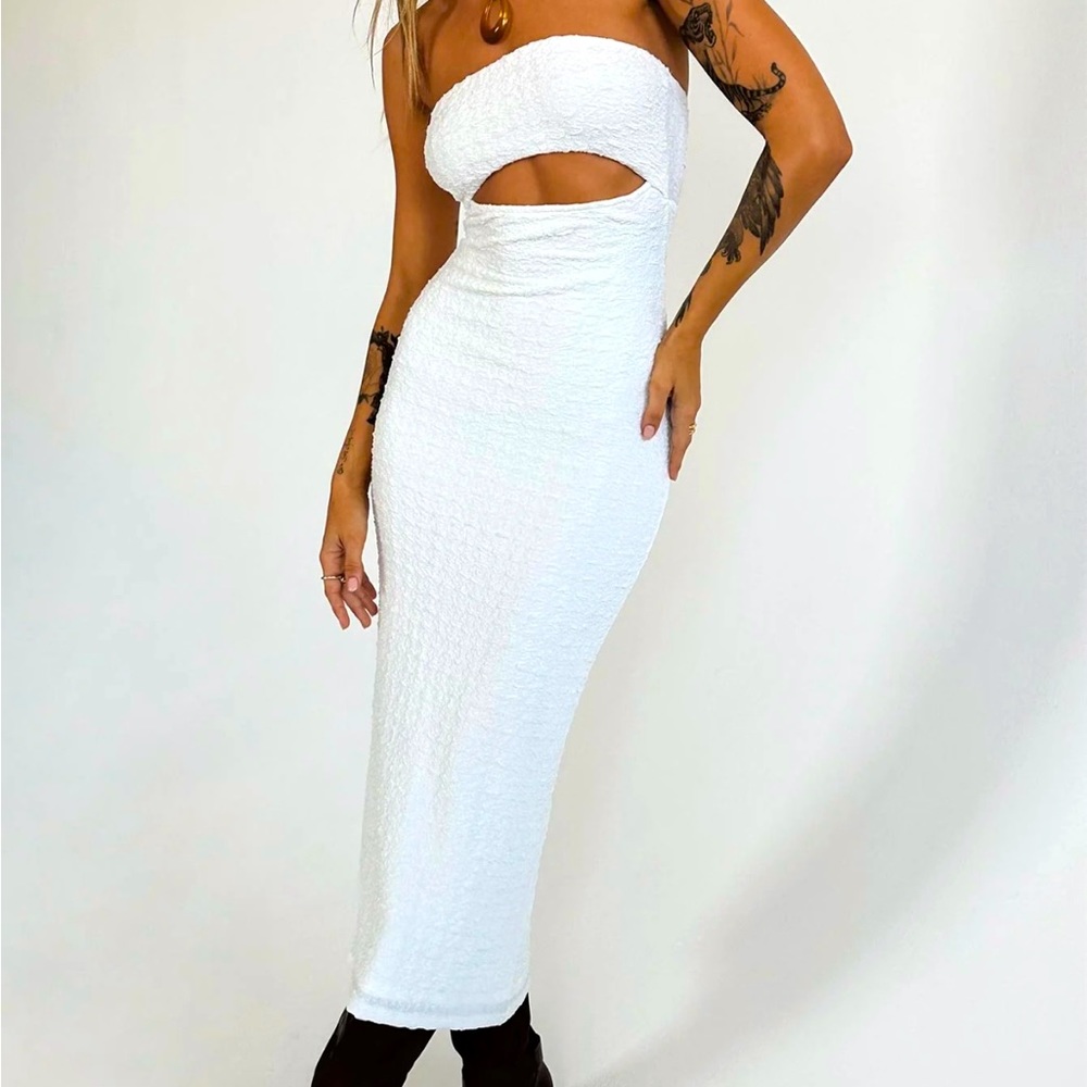Princess Polly Talena strapless midi dress in white 🕊️